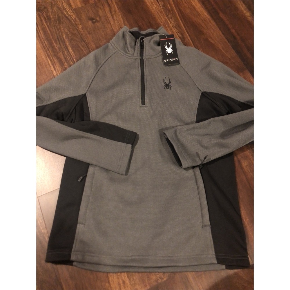 New Spyder Mens Ski 1/4 Jacket Size Medium Gray Black